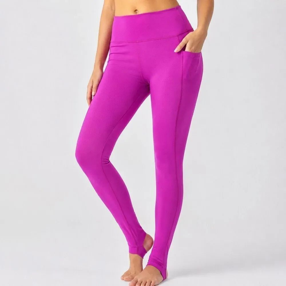 Free People Movement Pink Stirrup Leggings High Rise Pocket Yoga Pants
